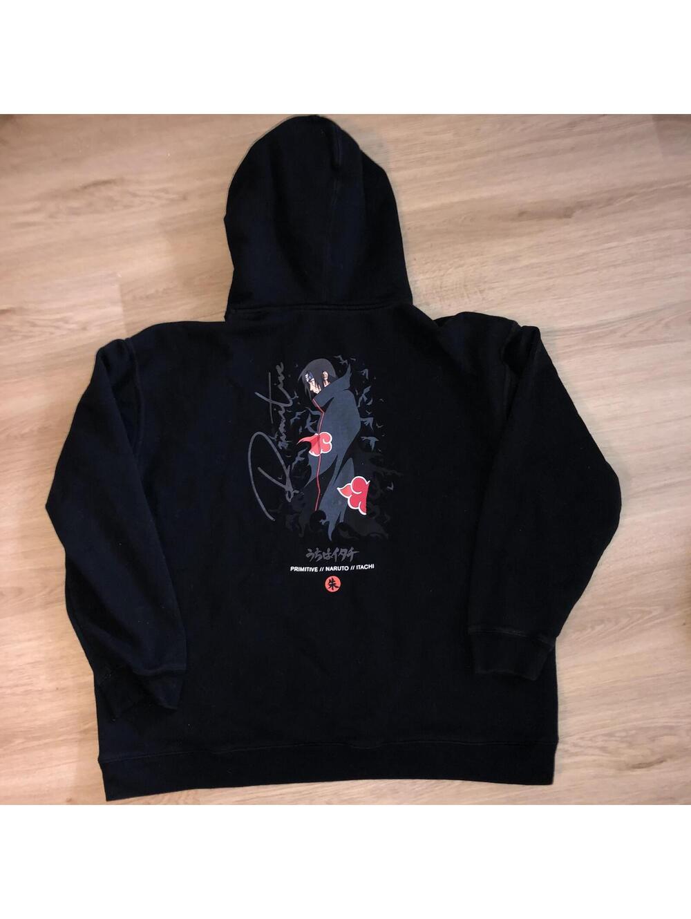 PRIMITIVE x NARUTO SHIPPUDEN ITACHI HOODIE SWEATSHIRT BLACK RED MENS SIZE XXL
